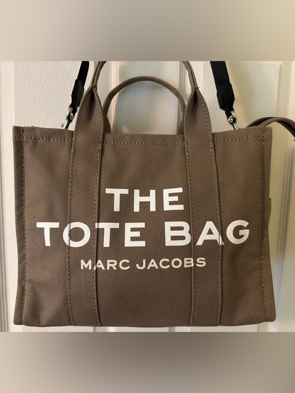 Marc Jacobs Olive green Slate Canvas 'The Tote Bag' with White Logo